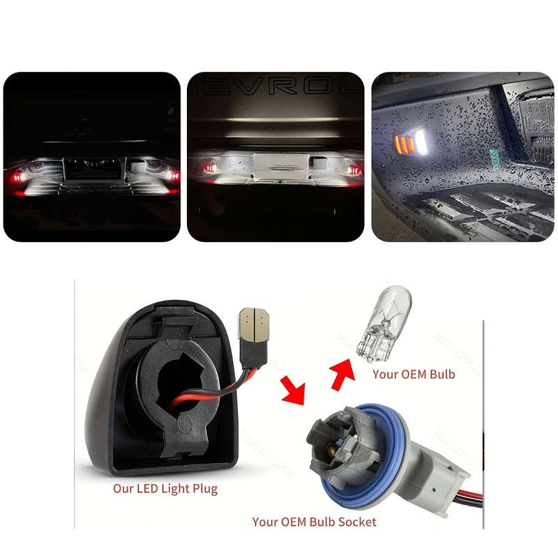 2pcs Red OLED Pure White LED License Plate Light Tag Lamp Assembly Replacement For Es