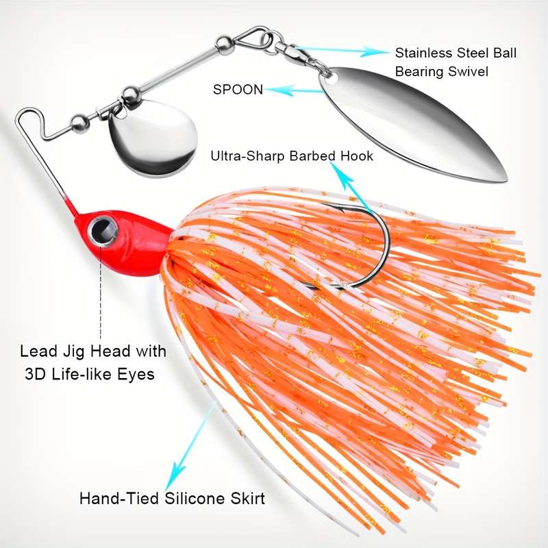 1pc Spinner Bait Set Silicone Rubber Jig Skirt Assorted Colors for Bass Salmon Pike and T