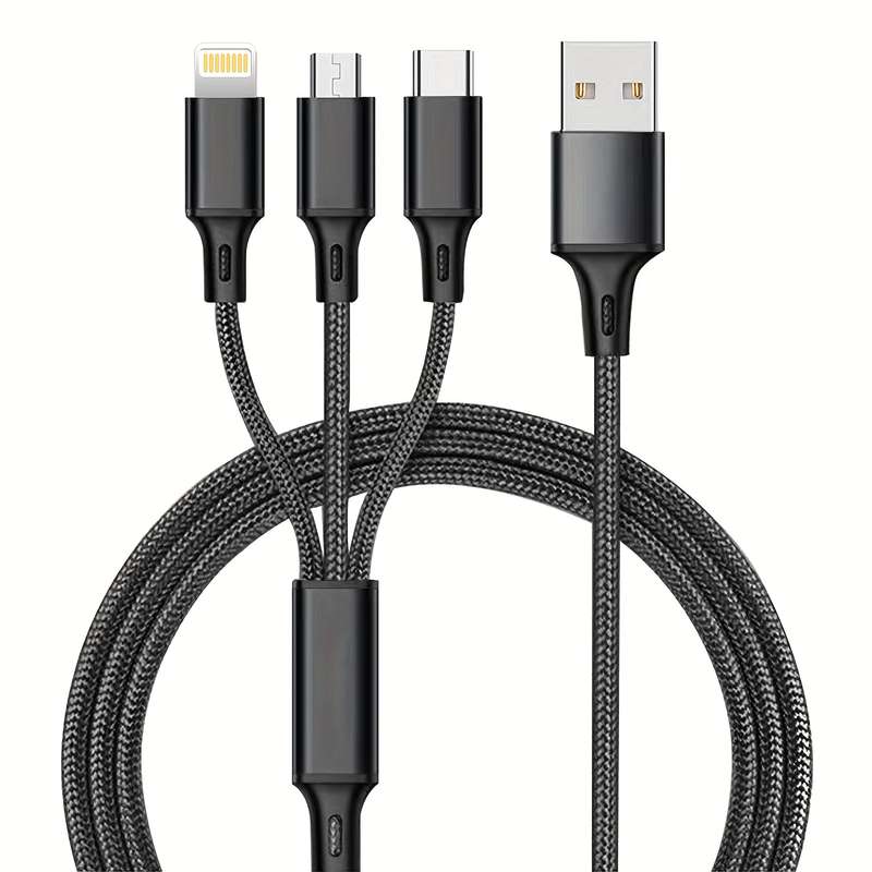 1pc Multi USB Charger Cable 3in 1 Charging Cable Nylon Braided Universal USB Charging Cord with