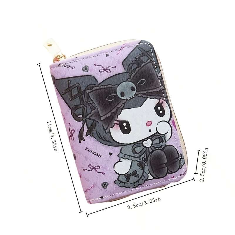 1pc For Kuromi Cartoon Character Faux Leather Wallet Casual Style Zippered Bi-fold with Slip Pock