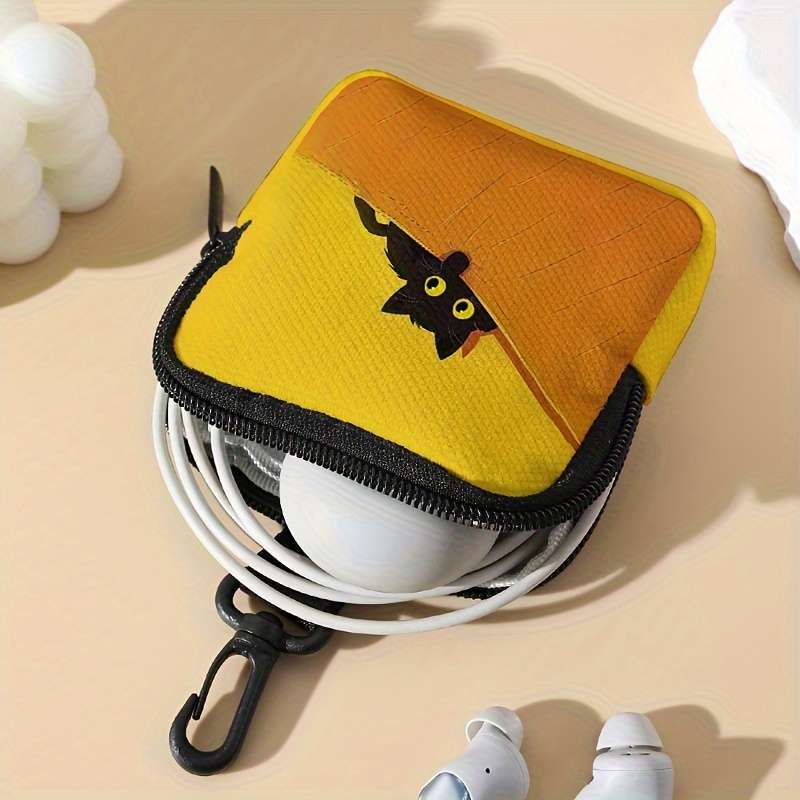 1pc Cat Print Pattern Large Capacity Coin Wallet Digital Printing Coin Wallet Storage Bag Multifun