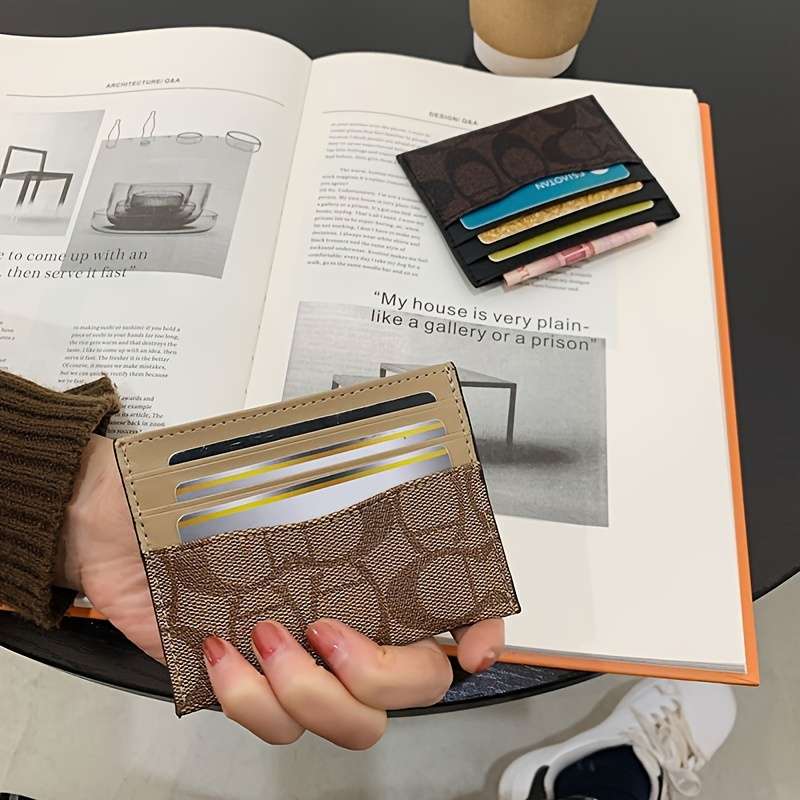 1pc Vintage Style Women'S Slim Card Holder Multi-Slot Credit Card Wallet Portable Travel Design