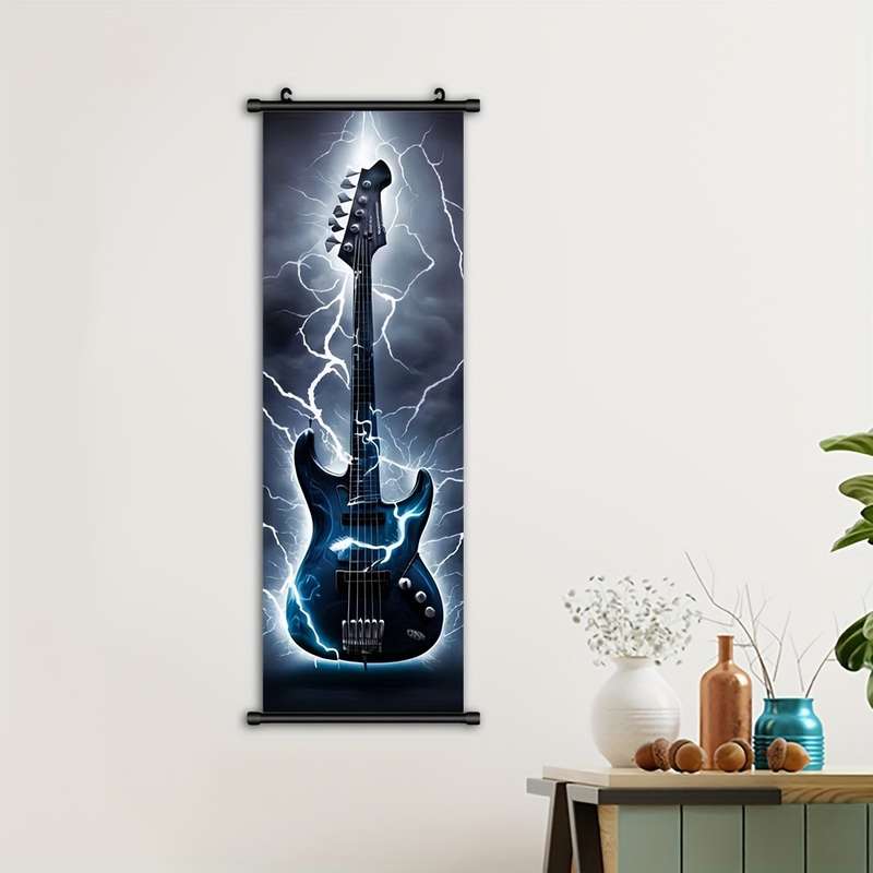 1pc  Electric Guitar Canvas Wall Art Modern Framed Poster for Living Room Bedroom Office Dec