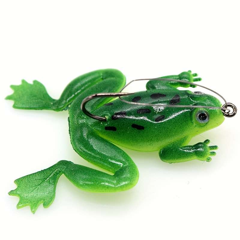 1pc Soft Frog Lure with Weedless Hook Realistic Rubber Swim Bait for Freshwater Saltwater F