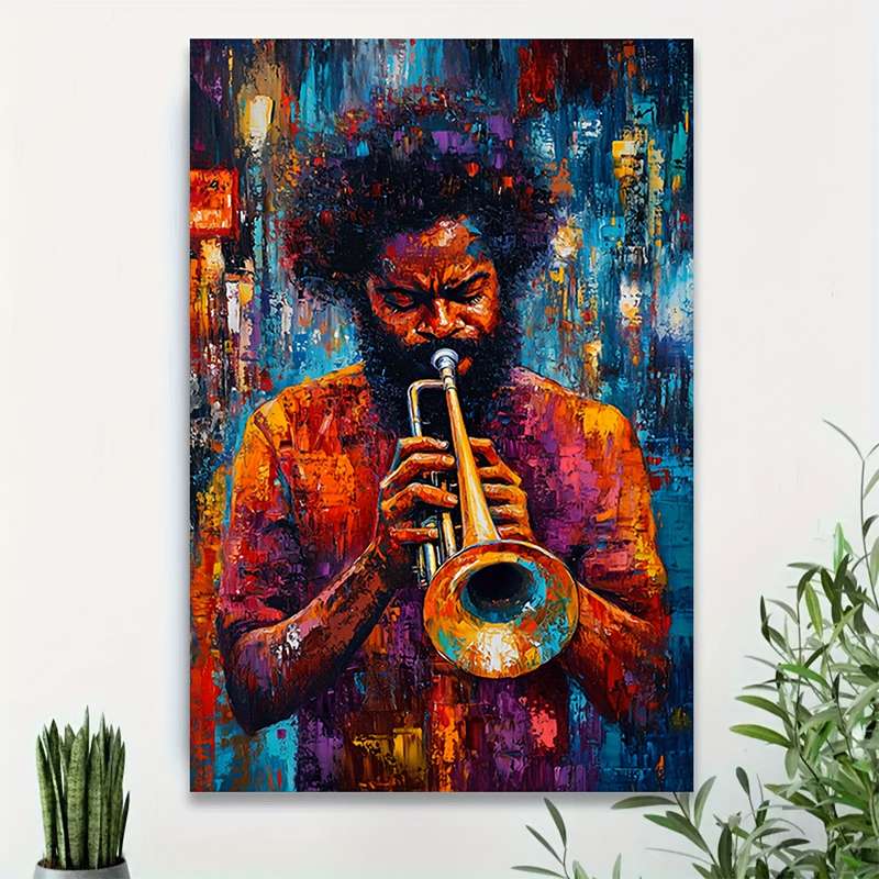 1pc  40x60cm Jazz Musician Canvas Art Print Classic Style Unframed Wall Decor for Living Room