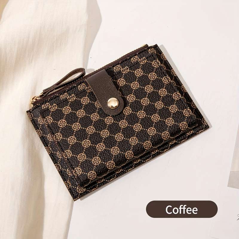 1pc Women's mini credit card wallet fashionable coin purse made of pu material can be carried wi