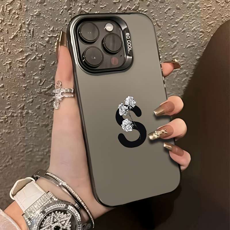 1Pc Mixed Color For iPhone 14 Pro Max English Letter S Phone Case
