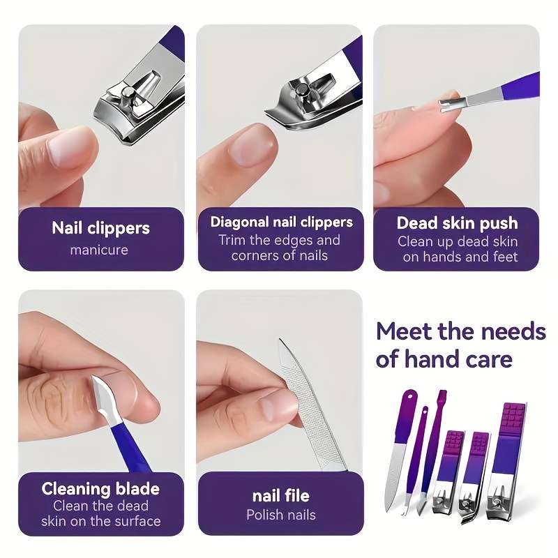 9pcs set Professional Manicure  Pedicure Kit Stainless Steel Nail Clippers Tweezers Scisso