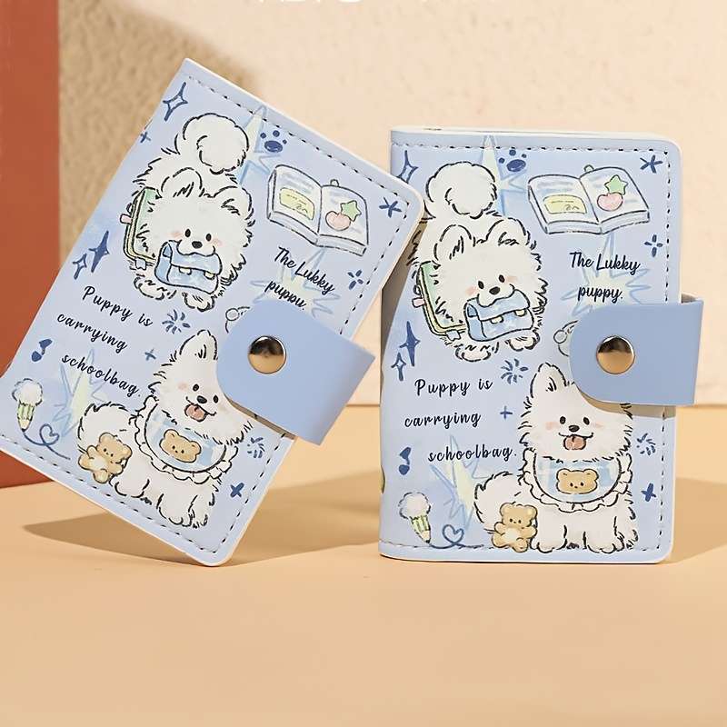 1pc Cute Cat Cartoon Women's WalletCompact Multi-Card Slot Credit Card Holder with Snap Closure