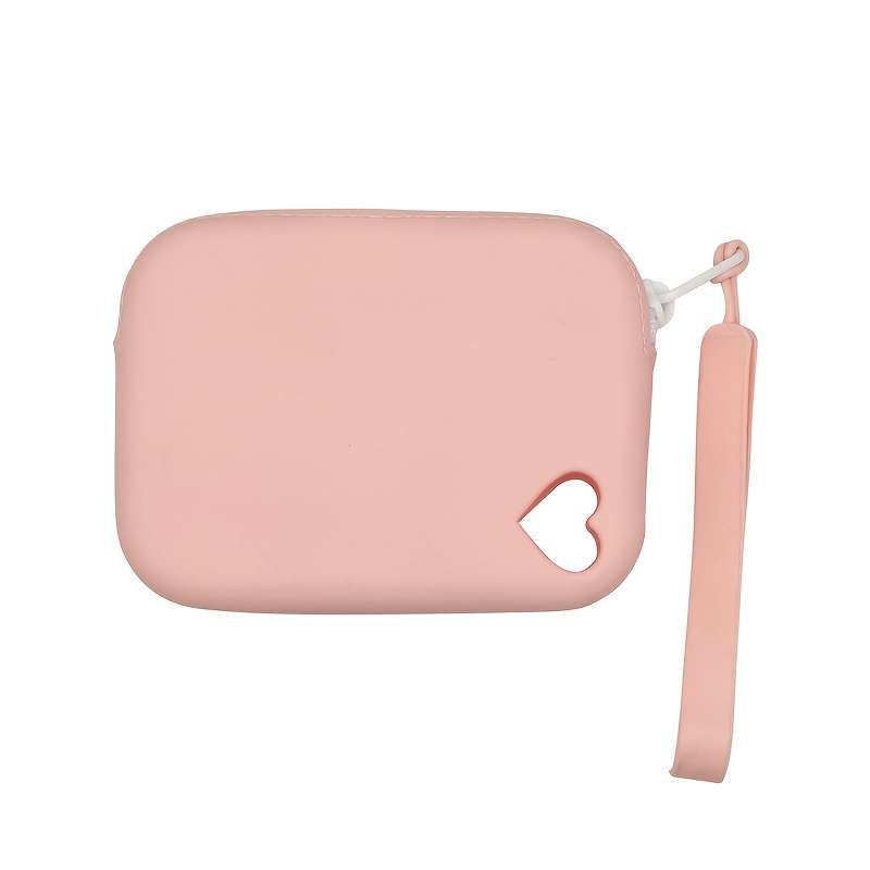1pc Women'S Waterproof Colorful Wallet with Heart PatternDurable Rubber Material Zipper Closure