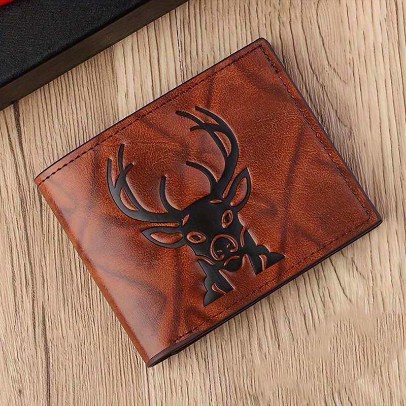 1pc Deer Head Men's Wallet Street Culture Fashion Retro Multi Card Slot Large Capacity Factory Dire