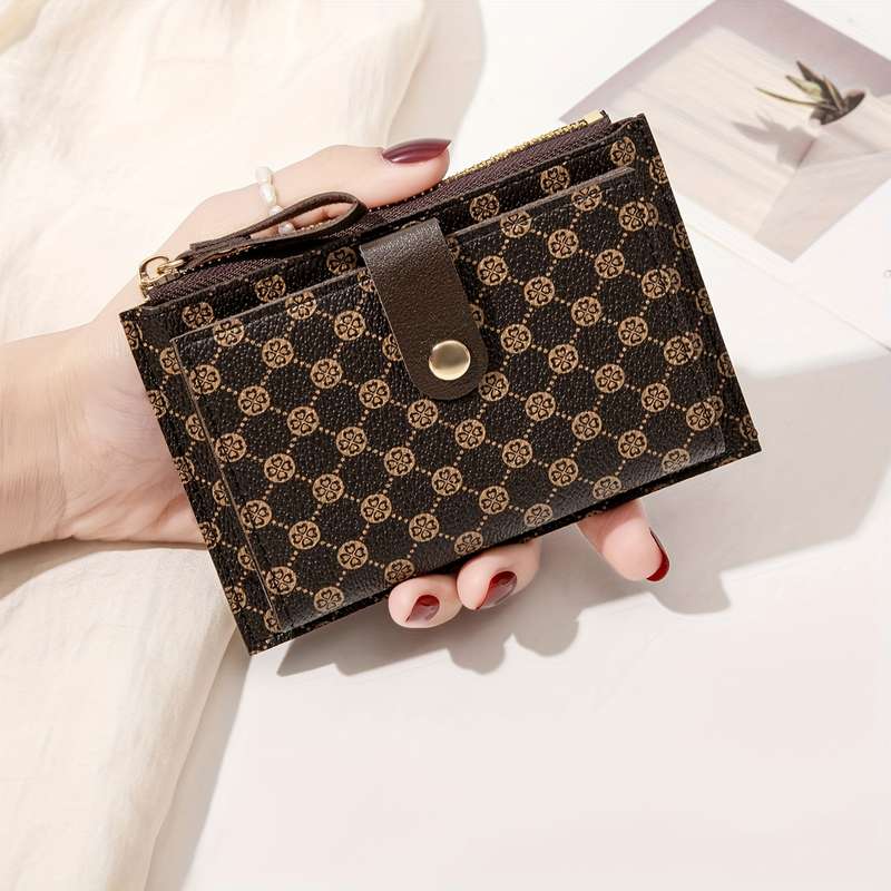 1pc Women's mini credit card wallet fashionable coin purse made of pu material can be carried wi