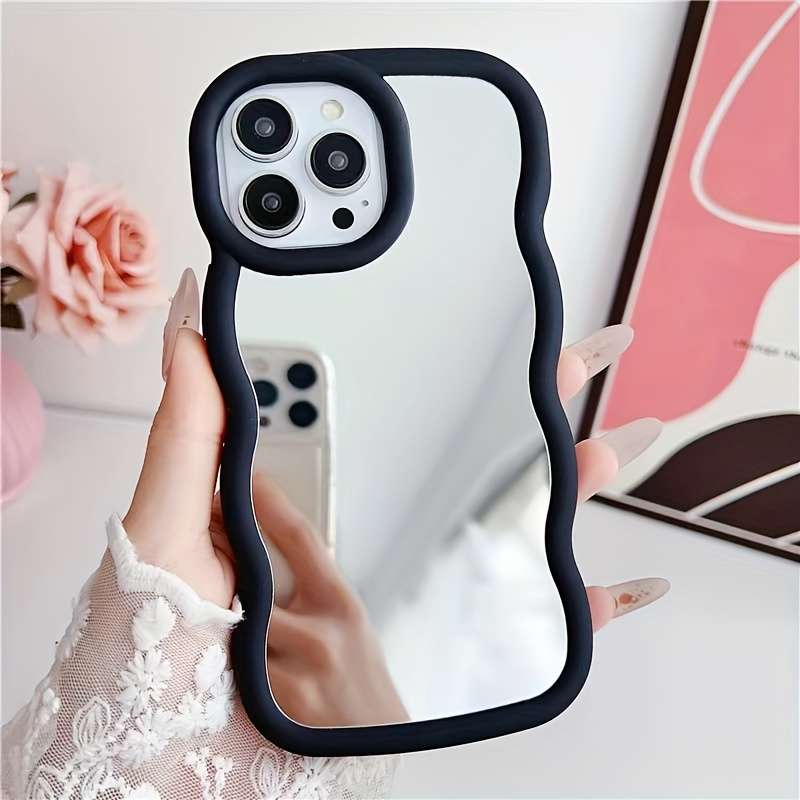 1Pc Black For iPhone 7 8 SE2 SE3 Makeup Mirror Phone Case