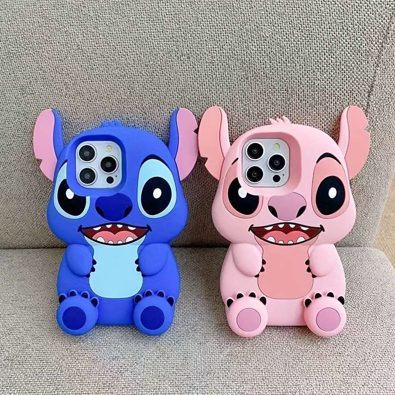 1Pc Pink Red Color For iPhone 11 Cartoon Character 3D Phone Case