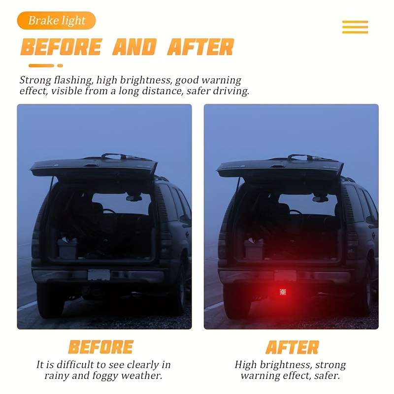 1pc 15LED Red Brake Light & DRL for Trucks SUVs and Trailers Hitch Receiver Cover