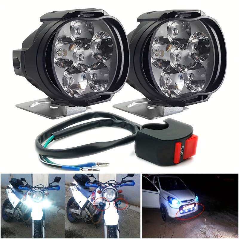 2pcs Bright White Light 6000K 6 LED Beads for Car Daytime Running Lights Scooter Fr