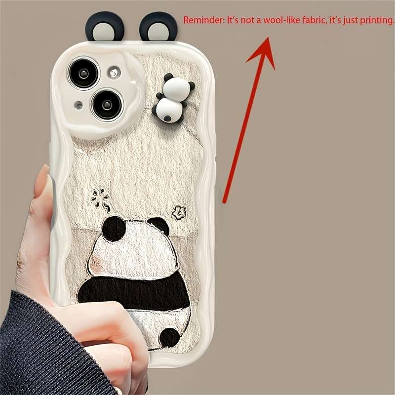 1Pc White For iPhone 11 3D Cartoon Panda Phone Case