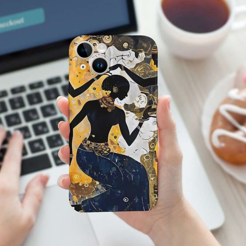 1Pc White For iPhone 15 Dance African Beauty Phone Case