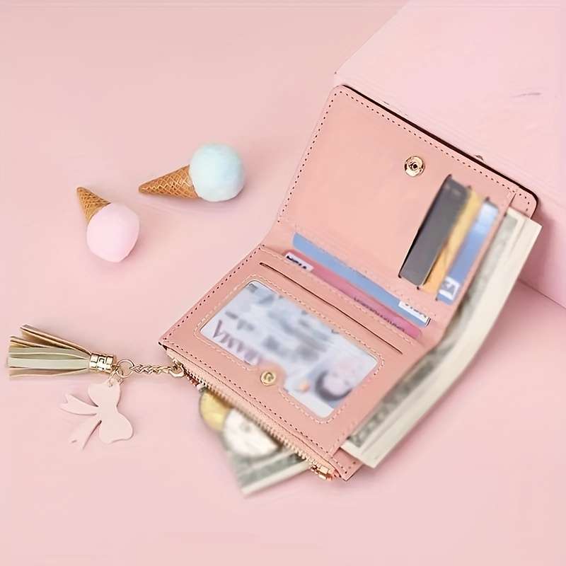 1pc Colorful Patterned Mini Wallet Stylish Coin Purse Multi-Card Slot Wallet with Keychain And Ch