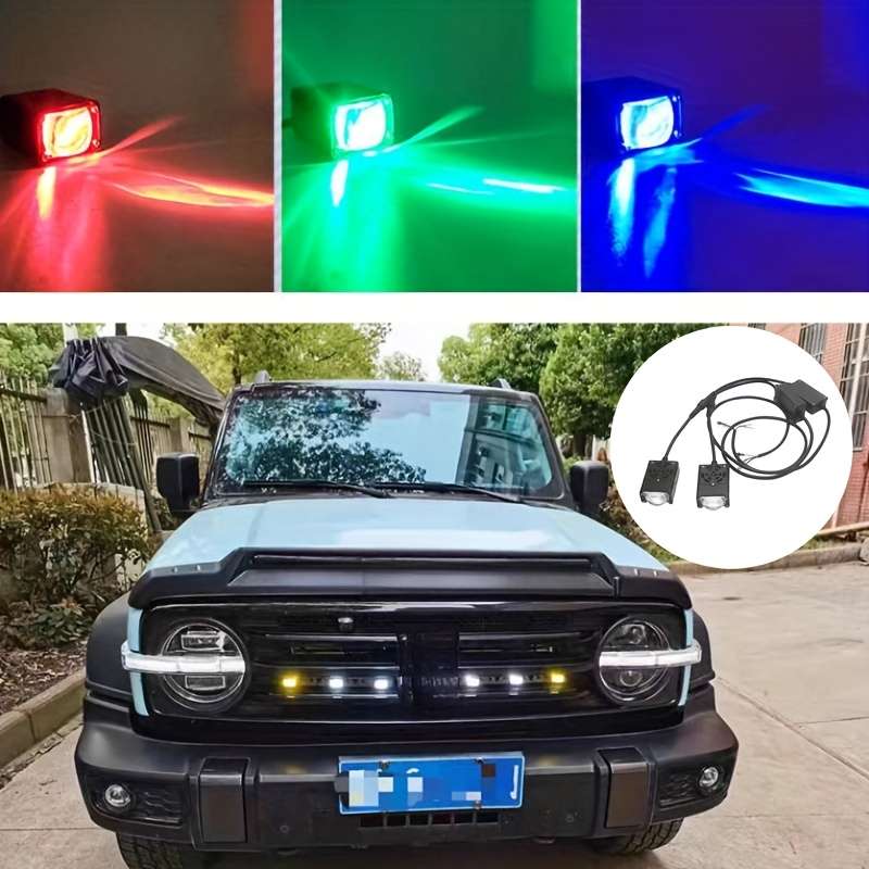 2pcs Automotive grille LED seven-color two-color demon eye decorative lights suitabl