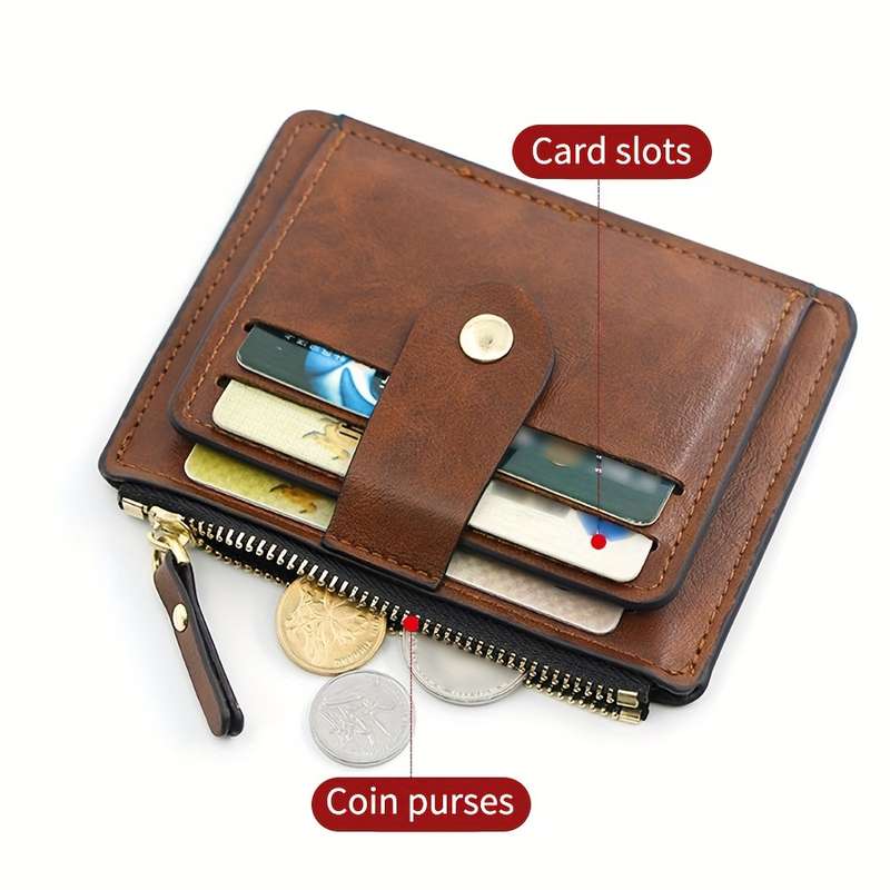 1pc Classic Vintage Solid Color Wallet Minimalist Textured Credit Card Holder With Card Slots