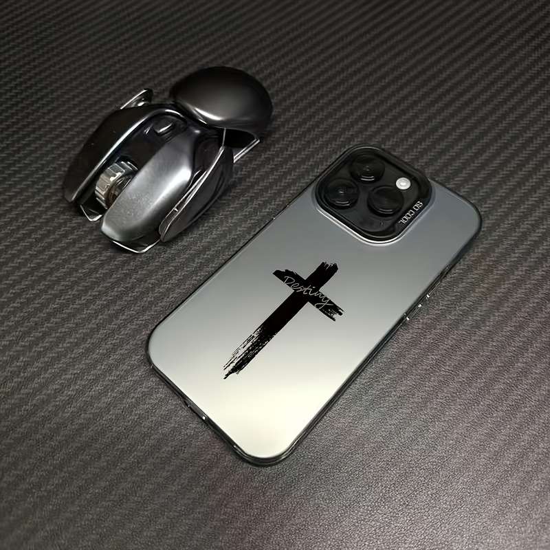 1Pc Mixed Color  For iPhone 16 Cross Pattern Phone Case
