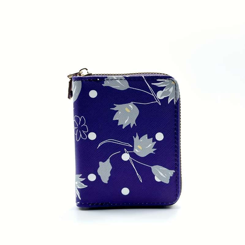 1pc 2025 New Flower Pattern Women's Multi-Slot Small Wallet Anti-Theft Scanning Bank Card Bag Lig