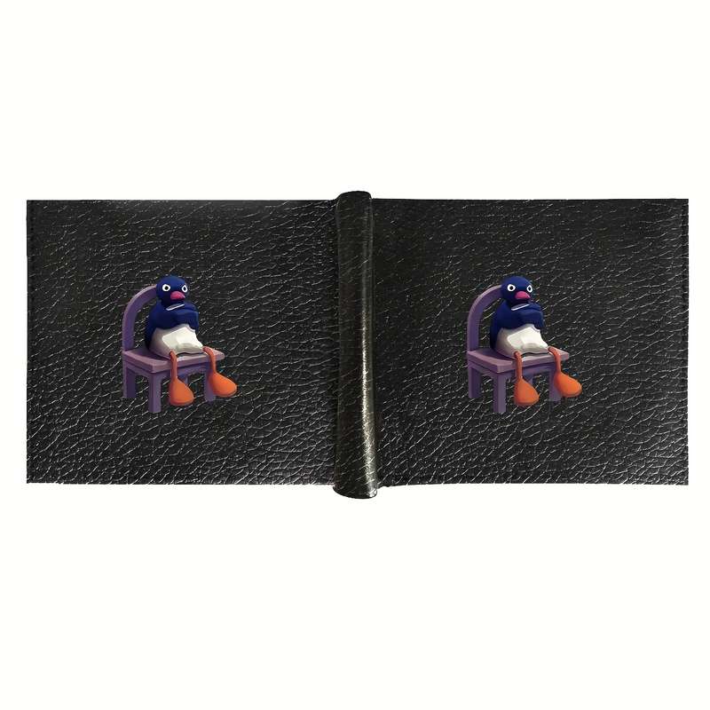 1pc Black Faux Leather Penguin Wallet Casual Style Solid Color with Crocodile Pattern Multi