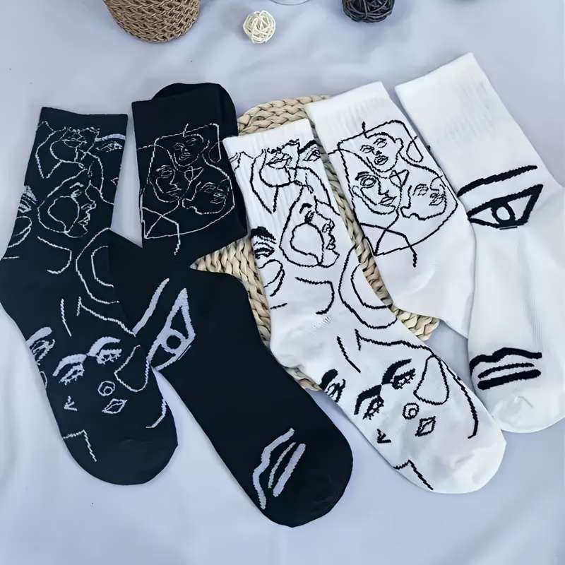3 Pairs Black Mix One Size High Elastic Socks