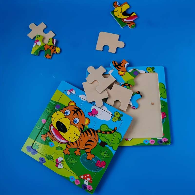 1pc Fun animal puzzle tiger wooden puzzle Great Gifts