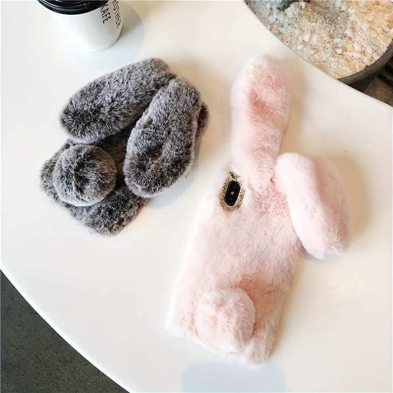 1Pc Pink Red For iPhone X XS Cute Rabbit Plush Phone Case