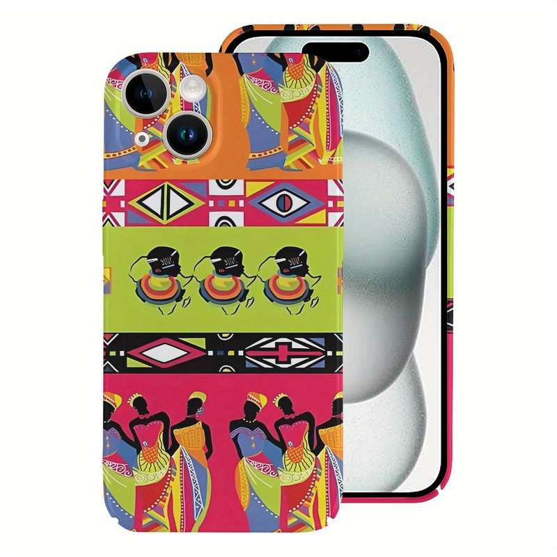 1Pc White For iPhone 15 Colorful African Princesses Phone Case