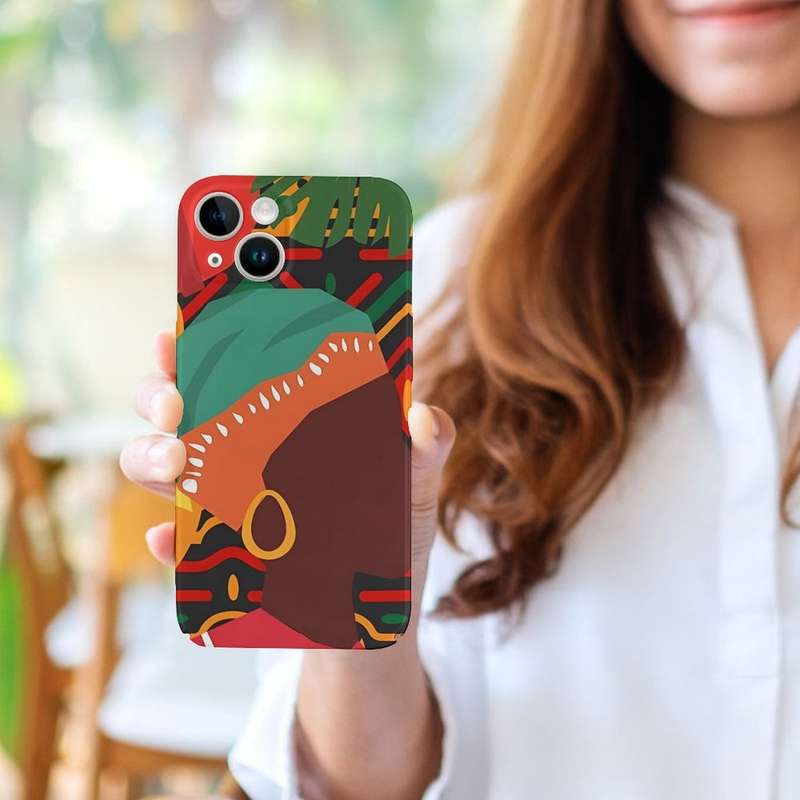 1Pc White For iPhone 15 Plus African Turban Women Phone Case
