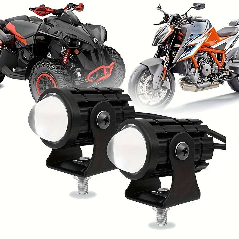 2pcs LED Dual-Color Spotlight for Motorcycles & Cars High Low Beam Adjustable Moun
