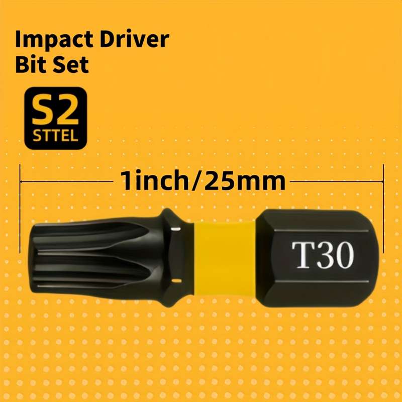 Screwdriver Bit Tool Set Model 25Mm T30 Quantity 10Pcs