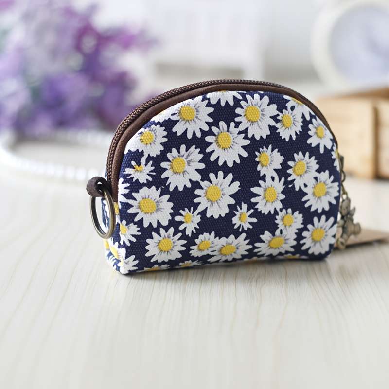 1pc Women's Cute Cartoon Cat Print Canvas Clutch WalletZippered Coin Purse with Animal Design L