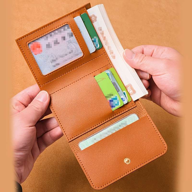 1pc Compact Faux Leather Wallet for Boys  GirlsSlim Lightweight Card Holder with Coin Pocket H