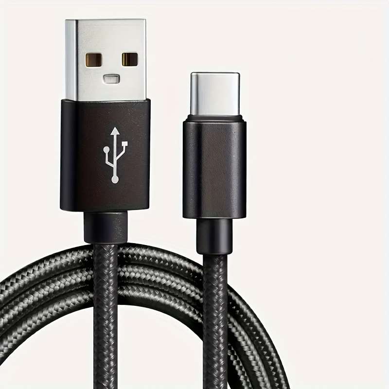 1pc  Type-C Fast Charging Cable 100cm Nylon Round Matte Finish Data Sync Female to Male 10-