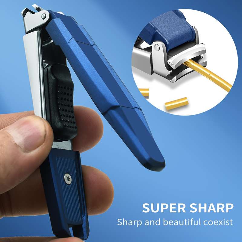 1pc Splash-Proof Nail Clippers with Catcher Sharp Curved Blade  File Wide Jaw Stainless Ste