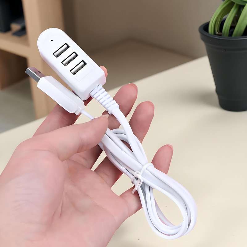 1pc 30cm 3in1 USB Multi-Port Adapter Cable 3 USB Charging with Data Transfer Night Light Car