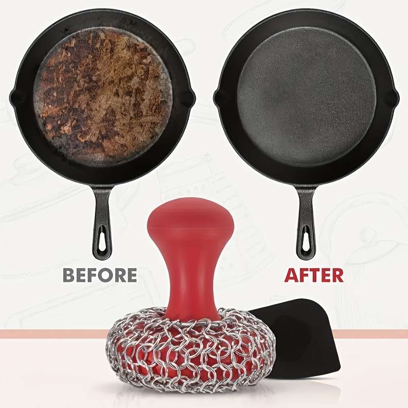 1pc Hard Silicone Stainless Steel Cast Iron Scrubber with Scouring Pad Non-Electric Durable