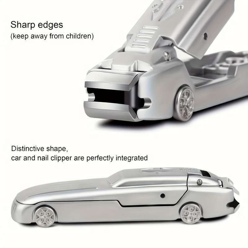 1pc Stainless Steel Nail Clipper Set with Concave Blade Edges Portable Large Size Car-Shape