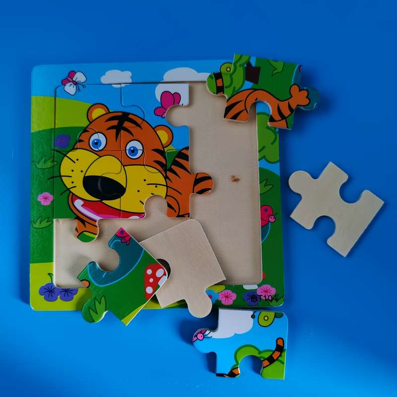 1pc Fun animal puzzle tiger wooden puzzle Great Gifts