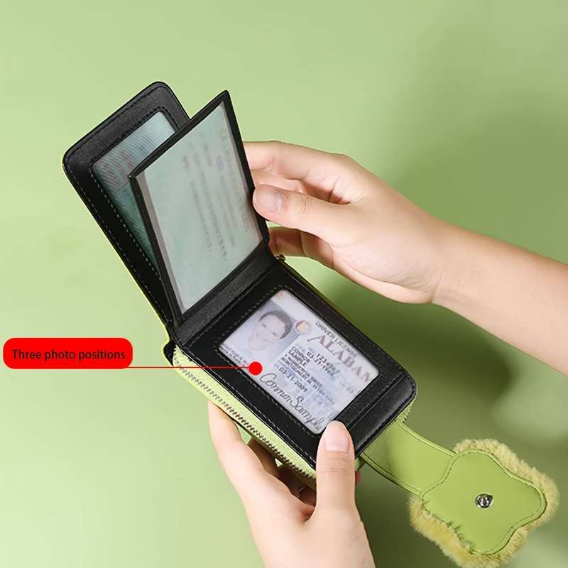 1pc Plush Women's Credit Card Wallet with ID Window Multi-Card Box Wallet Casual Multi-Compartment
