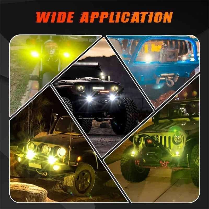 1pc Car Truck High Low Light LED Fog Light Driving Amber White Light Bicolor Motocros