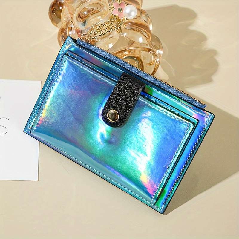 1pc Holographic Wallet For Women Ultra-Thin Multi-Function Card Holder Patent Leather PU Coin Pur