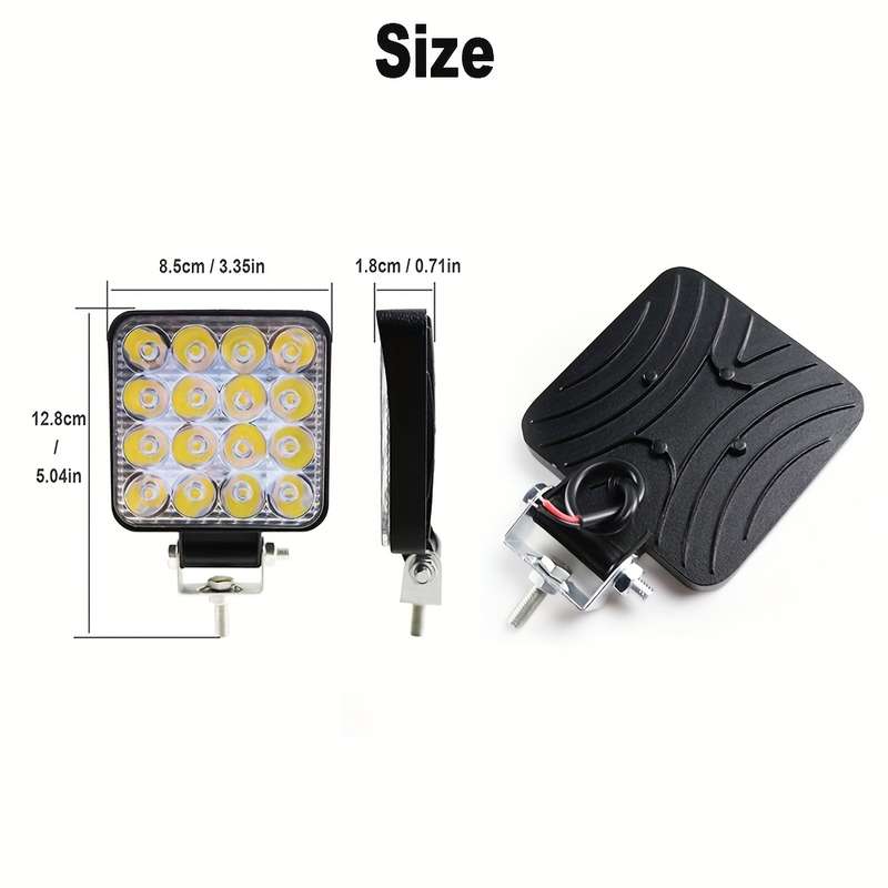2pcs 16 LED Work Light Bar for Off-Road SUV Tractor & 4WD Truck 8.38cm High-Intens