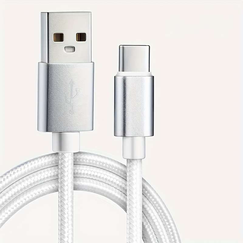1pc  Type-C Fast Charging Cable 100cm Nylon Round Matte Finish Data Sync Female to Male 10-
