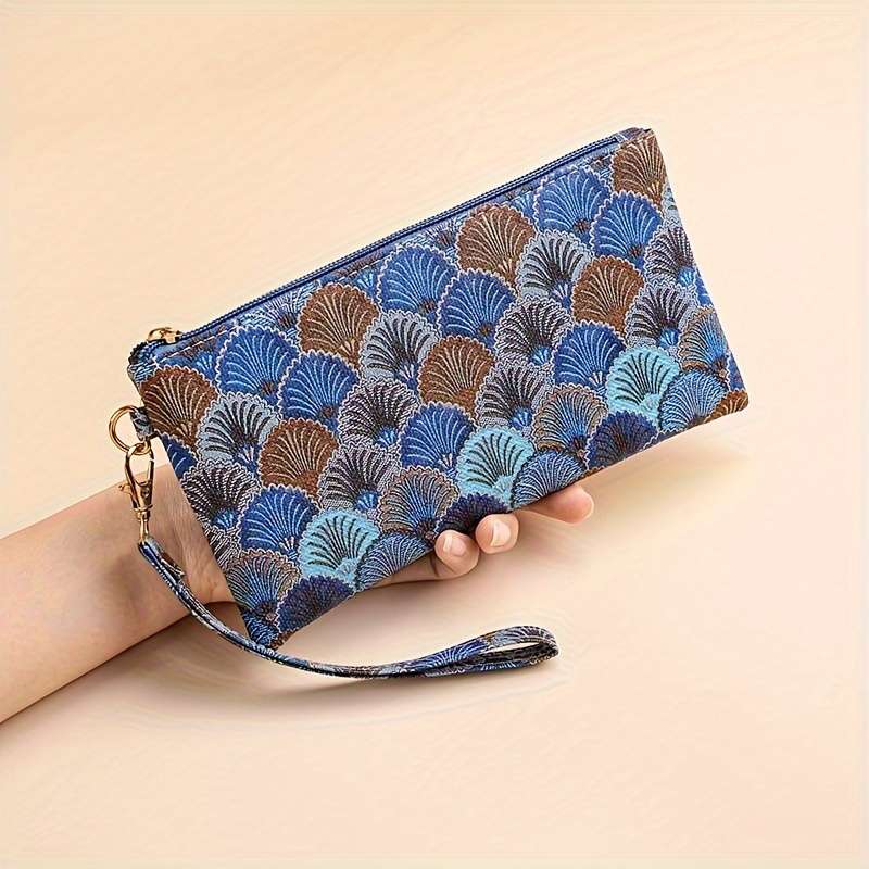 1pc 2024 Chic Vintage-Inspired Womens WalletSlim Zippered Clutch with Wrist Strap Soft Synthet