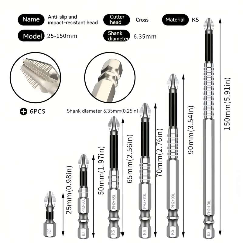 Screwdriver Bit Tool Set Quantity 6Pcs